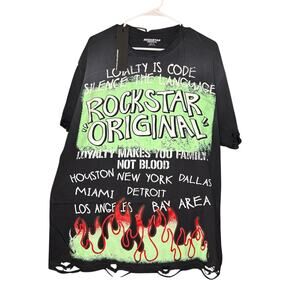 SZ XL - Mens Rockstar Original Shirt , black flames - NWT